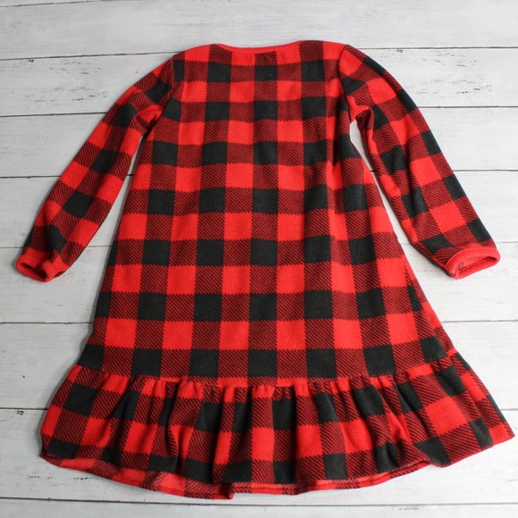 Carter's Girl Fleece Pajama Nightgown Size 2T Red Buffalo Plaid - Picture 4 of 4